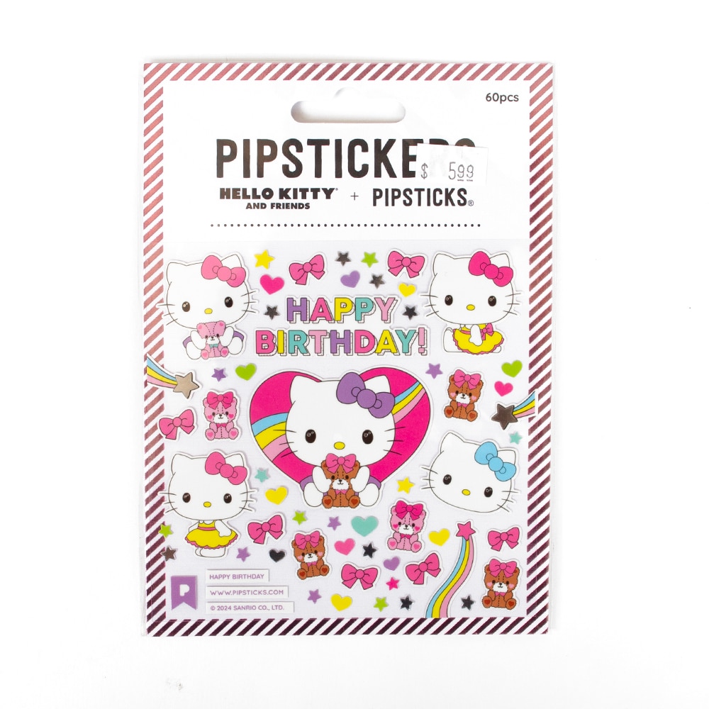 Pipsticks, Stickers, Art & School, 4"x4", Approximate Size, Hello Kitty, Happy Birthday, 988235